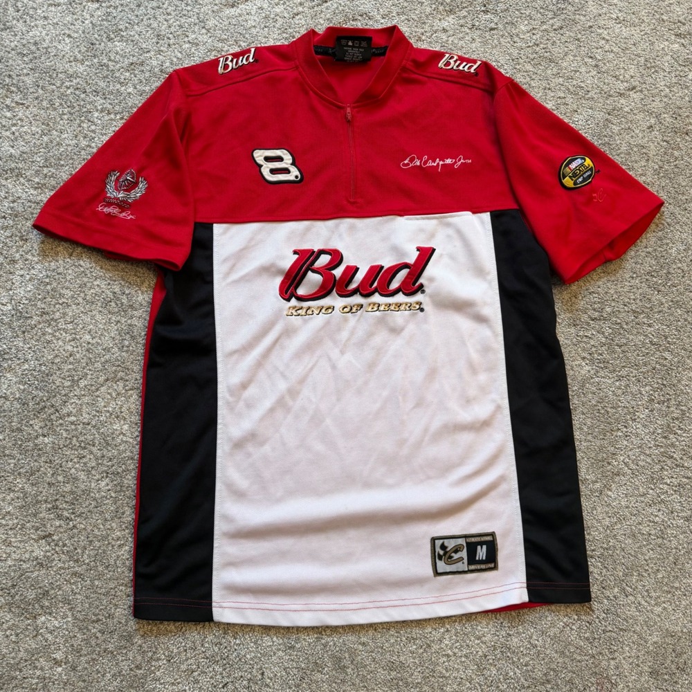 Chase Authentics Dale Earnhardt Jr Budweiser Racing Jersey Red White Black M